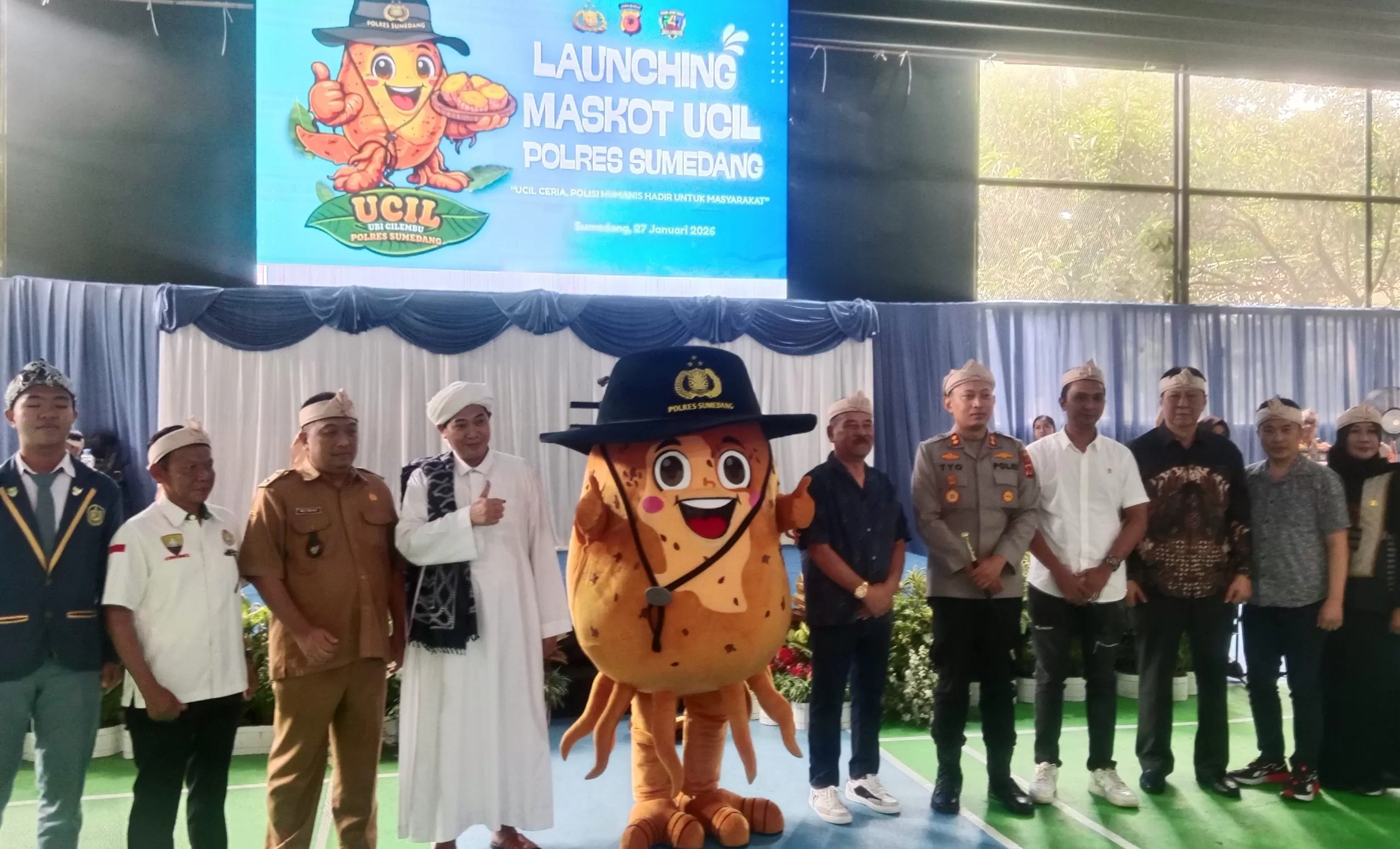 Gelaran Lounching Maskot Ubi Cilembu yang Bernama 'Ucil'. Diselenggarakan Polres Sumedang (Foto : Istimewa) 