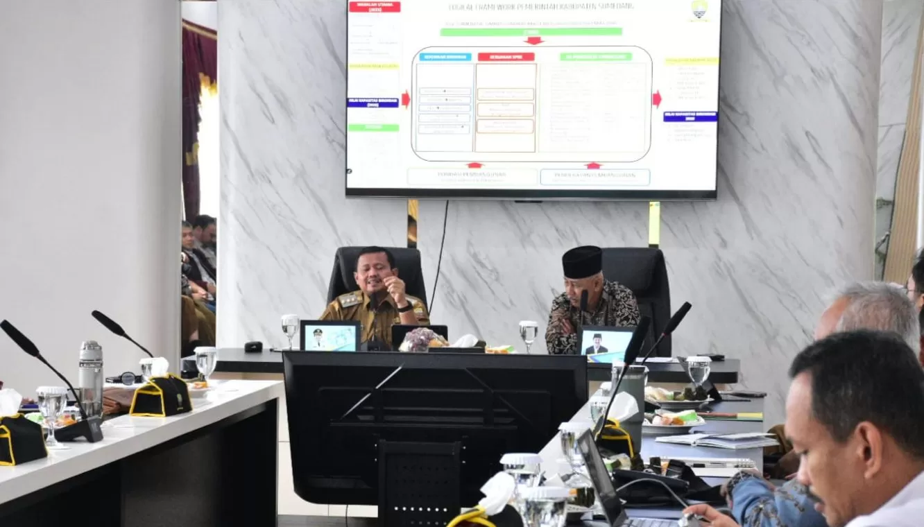 Forum Konsultasi Publik (FKP) Rancangan Awal Rencana Kerja Pemerintah Daerah (RKPD) Kabupaten Sumedang Tahun 2027 yang digelar di Ruang Kerja Bupati (Foto : Istimewa) 