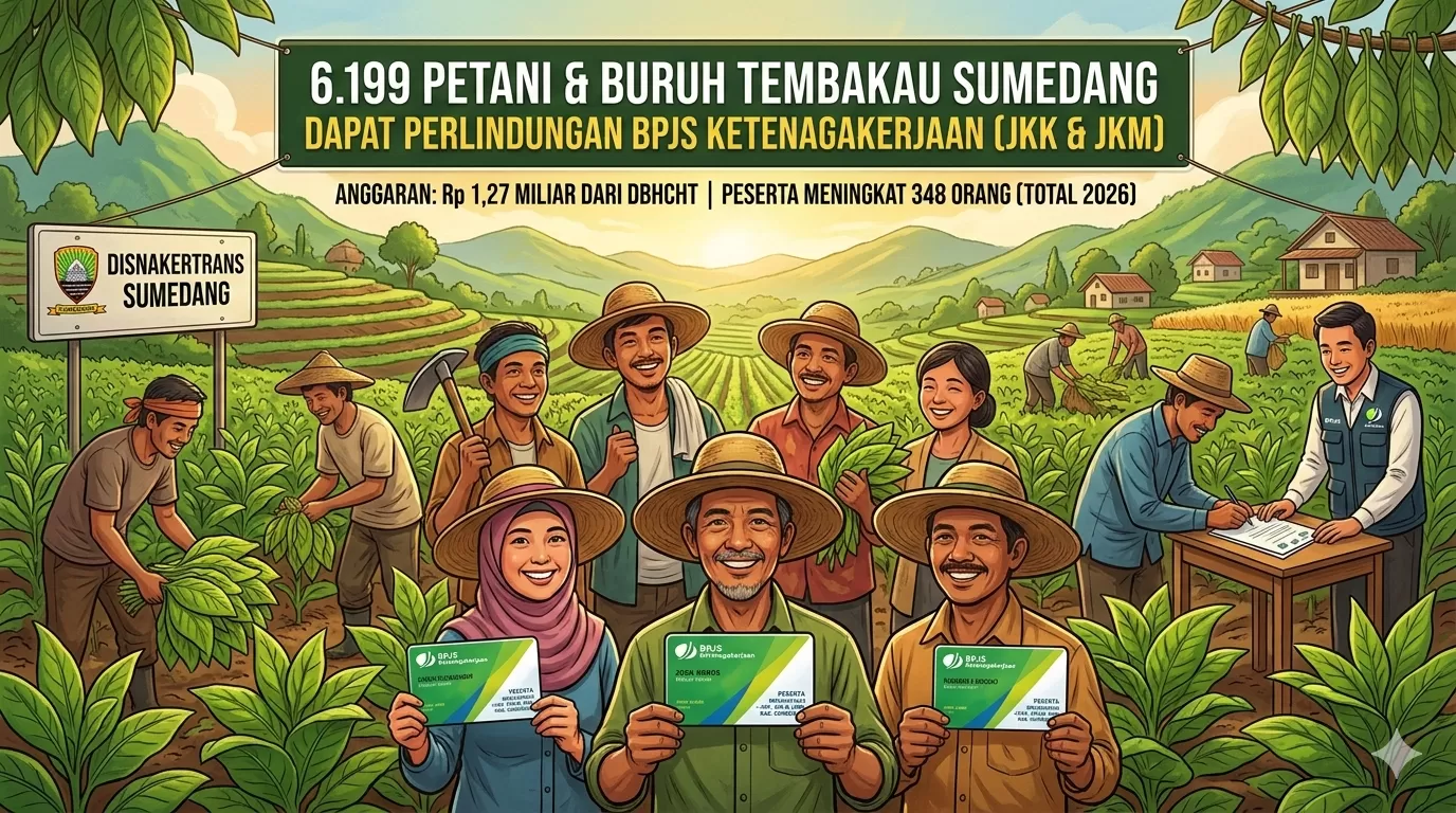 Ilustrasi petani tembakau mendapatkan bantuan BPJS Ketenagakerjaan. (Foto : AI)