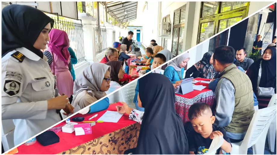 potret warga sedang menjalani pemeriksaan kesehatan, di halaman lapas kelas IIB Sumedang, Selasa (26/05) pagi. (foto: istimewa)