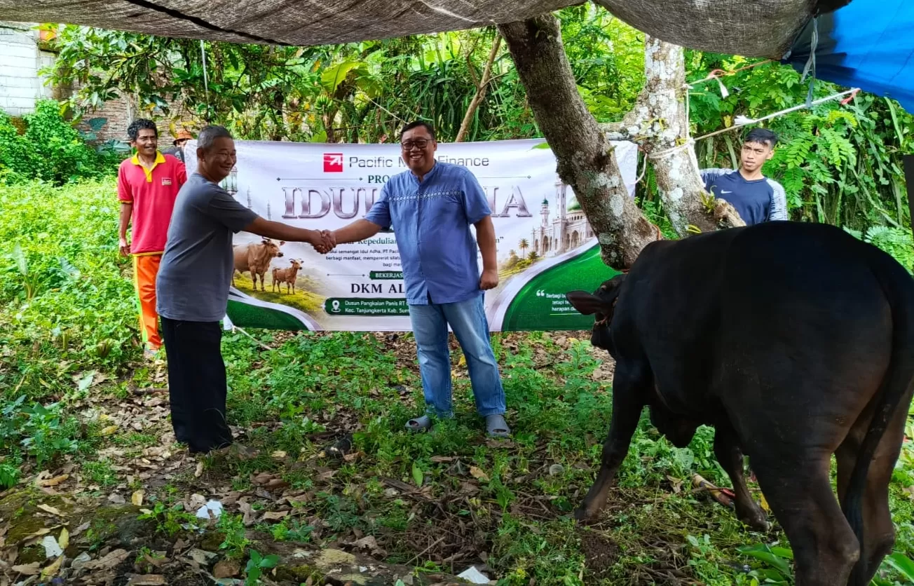 PT Pacific Multi Finance Salurkan Hewan Kurban di DKM Masjid Jami Al Hikmah Tanjungkerta (Foto : Istimewa) 