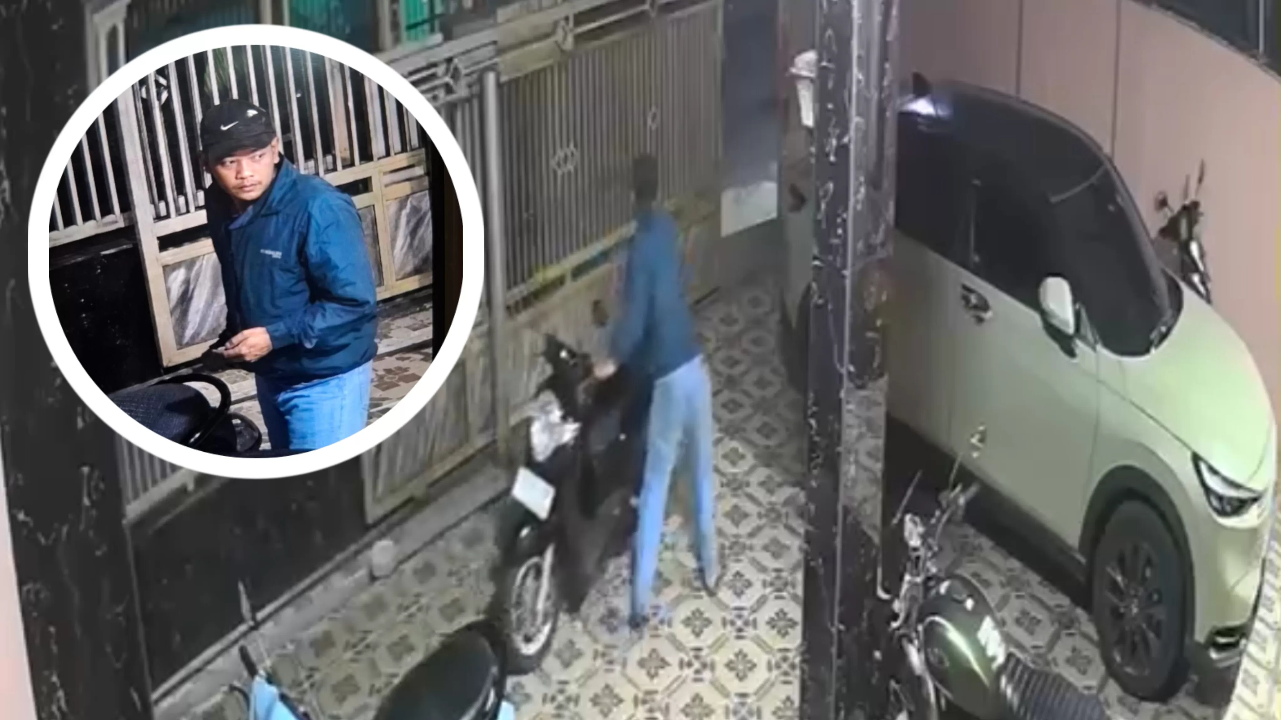 Pelaku maling motor terekam CCTV saat menjalankan aksinya. (Foto : Istimewa)