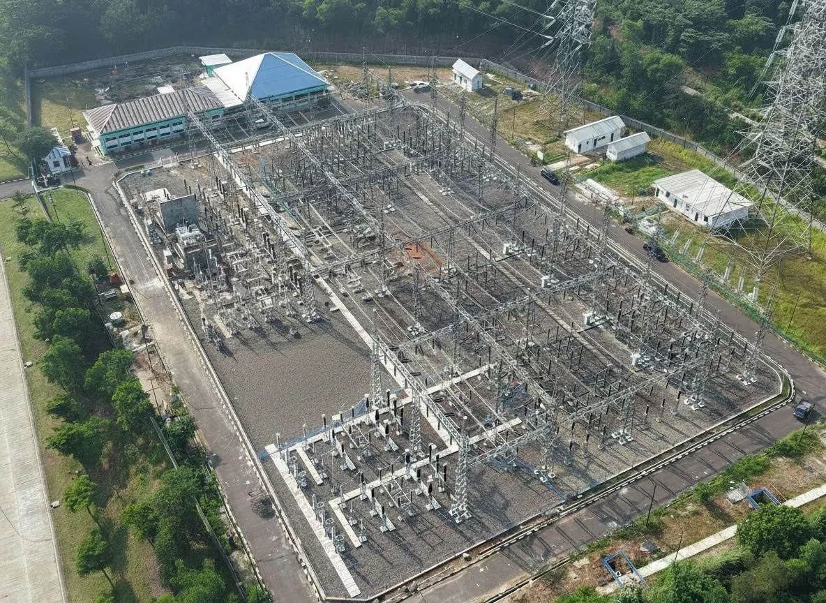 Tampak udara Gardu Induk 150 kilovolt (kV) Margakarya di Karawang International Industrial City (KIIC) Jabar, Jum'at (3/7/2026). (FOTO: dok PLN)