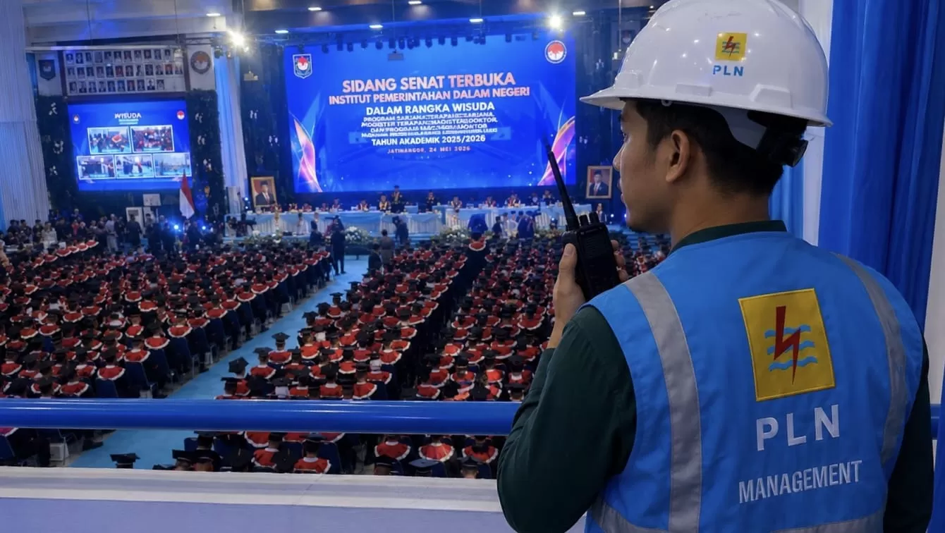 Petugas PLN UP3 Sumedang siaga pada momentum wisuda dan pelantikan pamong praja muda IPDN Jatinangor, Rabu (29/7/2026). (FOTO: dok PLN)