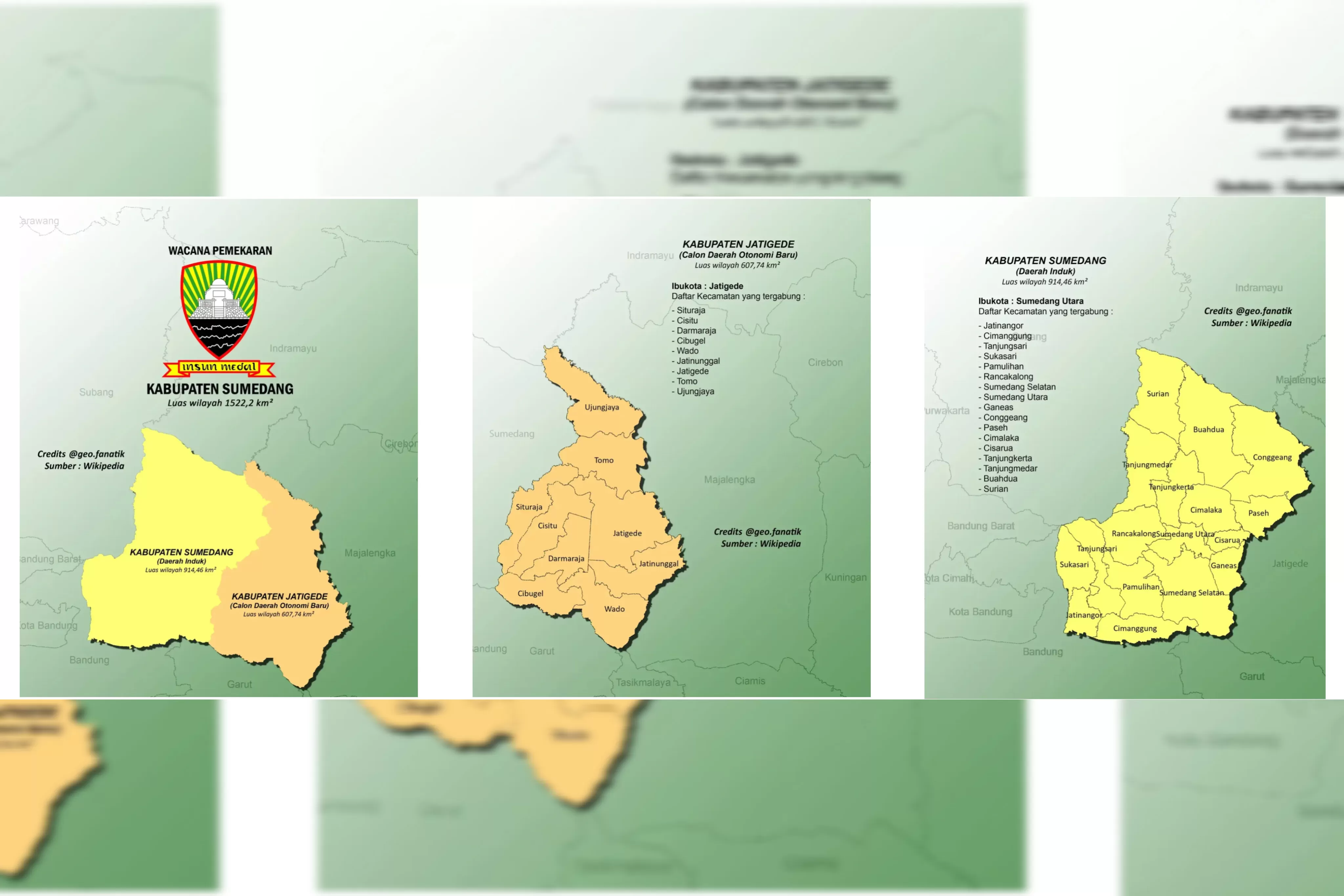 Peta wacana pemekaran Kabupaten Sumedang yang diunggah akun @geo.fanatik