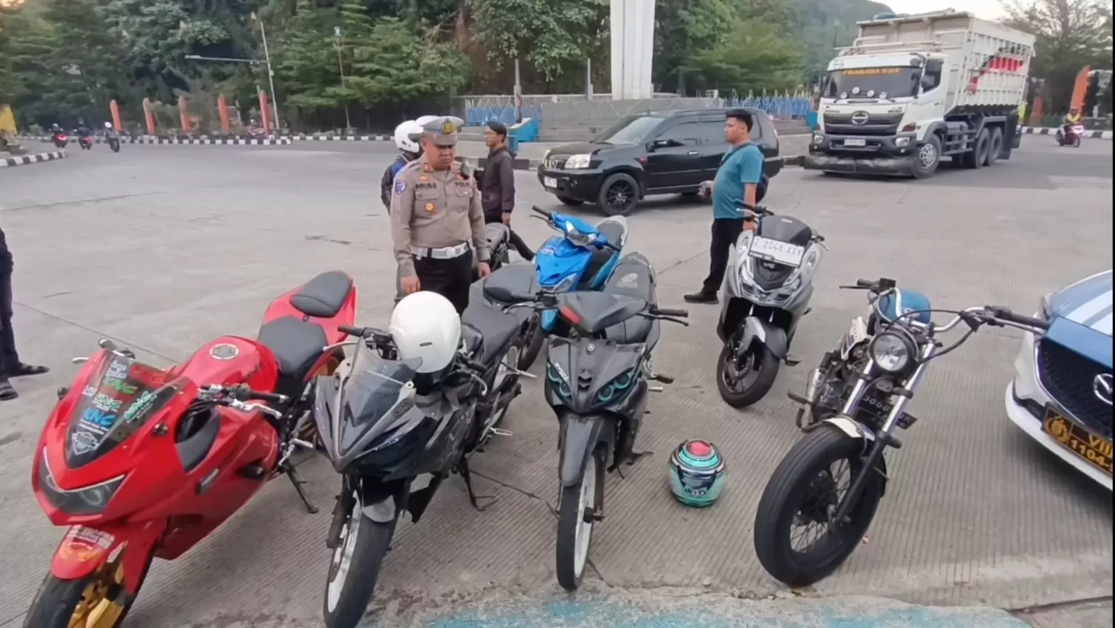 Puluhan Motor Berknalpot Brong Terjaring Razia Polres Sumedang