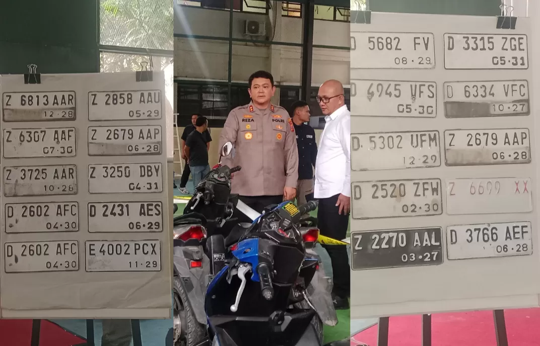 Beberapa Plat Nomor Motor yang Polisi Amankan dari Sindikat Curanmor Asal Lampung (Foto : ridwanm) 