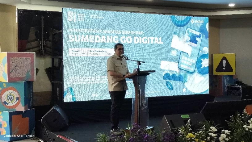 Menteri Ekonomi Kreatif Republik Indonesia saat memberikan materi di SCC, Selasa 4 Agustus 2026. (Foto:dedis) 
