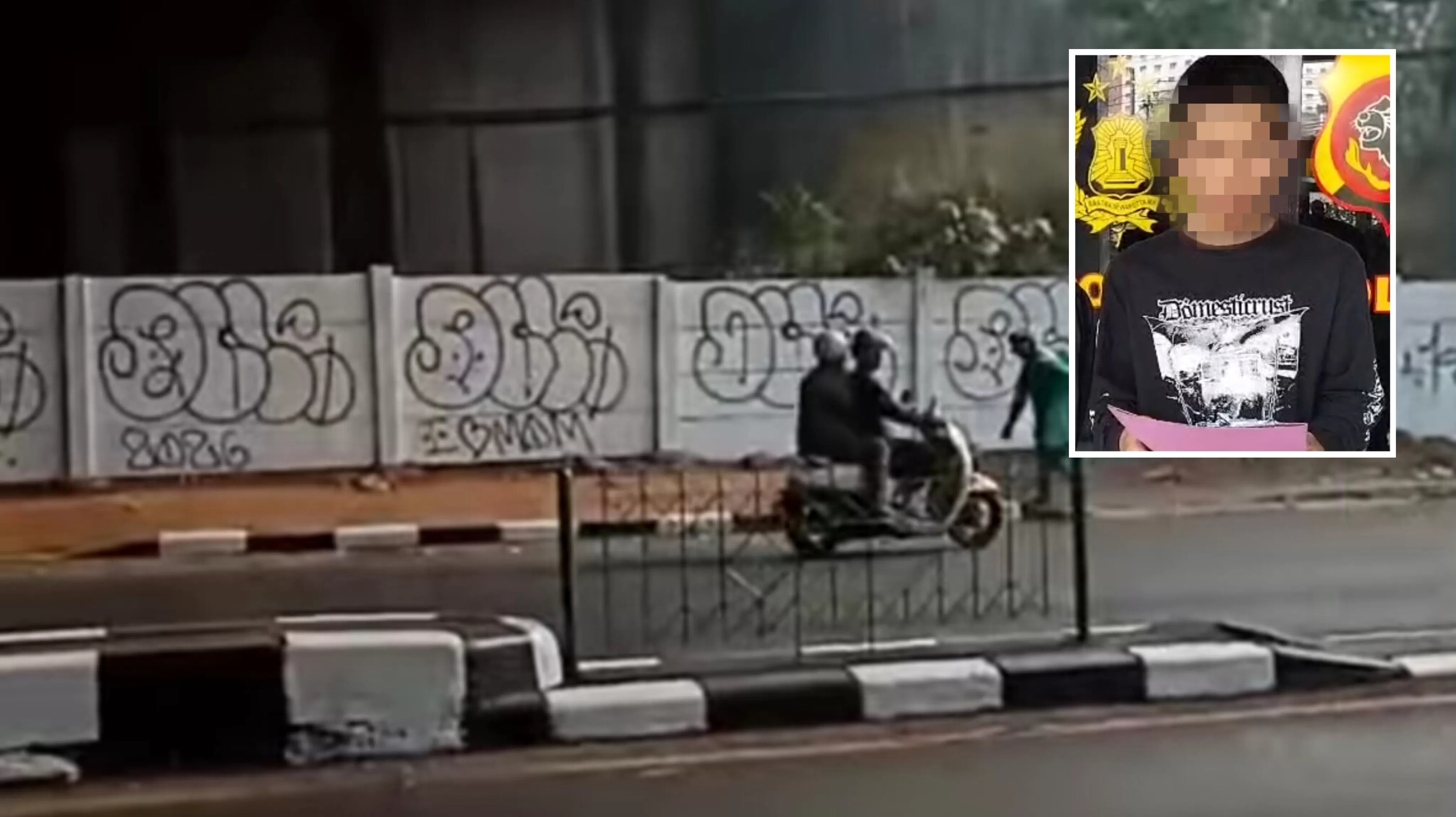 Lokasi yang menjadi aksi vandalisme di Jatinangor dan wajah pelaku. (Foto : Istimewa)