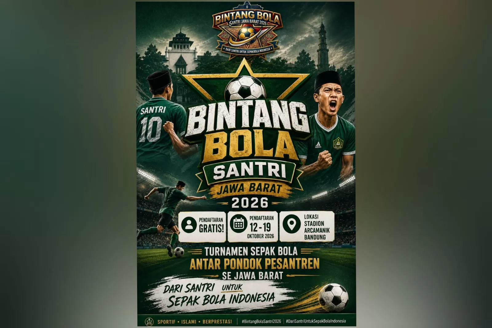 Meme perhelatan Bintang Bola Santri 2026 menjelang peringatan Hari Santri Nasional di Jabar.  (FOTO: Istimewa)