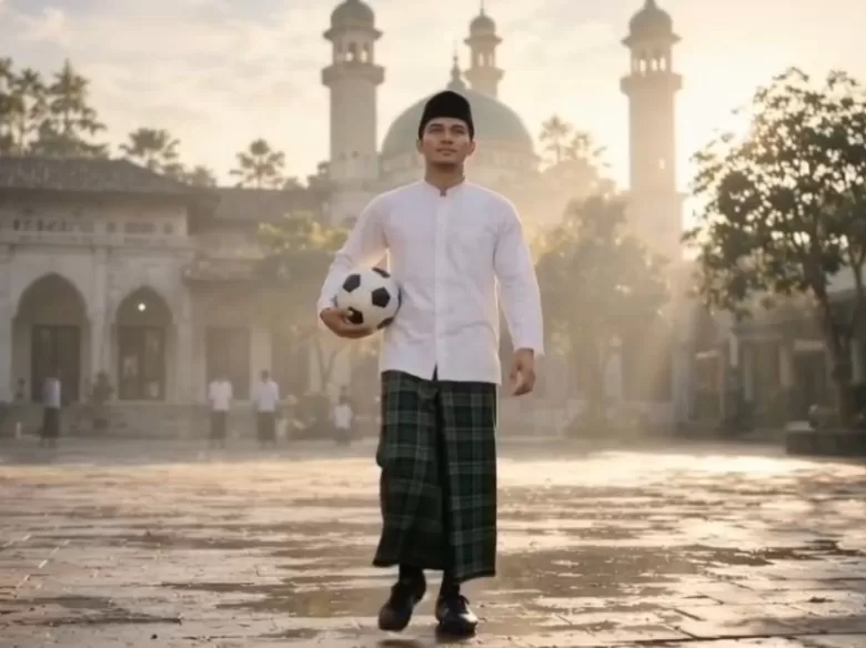 Ilustrasi santri sedang membawa bola guna memeriahkan Bintang Bola Santri menjelang Hari Santri Nasional di Jabar, Selasa (6/10/2026). (FOTO: Istimewa)