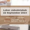 Loker Jabodetabek Terbaru 22 September 2023 untuk Lulusan Minimal SMA/SMK, Gaji Berkisar Rp3-5 Juta