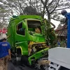 Diduga Rem Blong, Truk Tabrak Truk, Satu Orang Meninggal Dunia