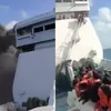 KMP Mutiara Sentosa 2 Terbakar: Kapal Hampir Habis Dilalap Api, Penumpang Berkumpul Pakai Pelampung Tunggu Evakuasi