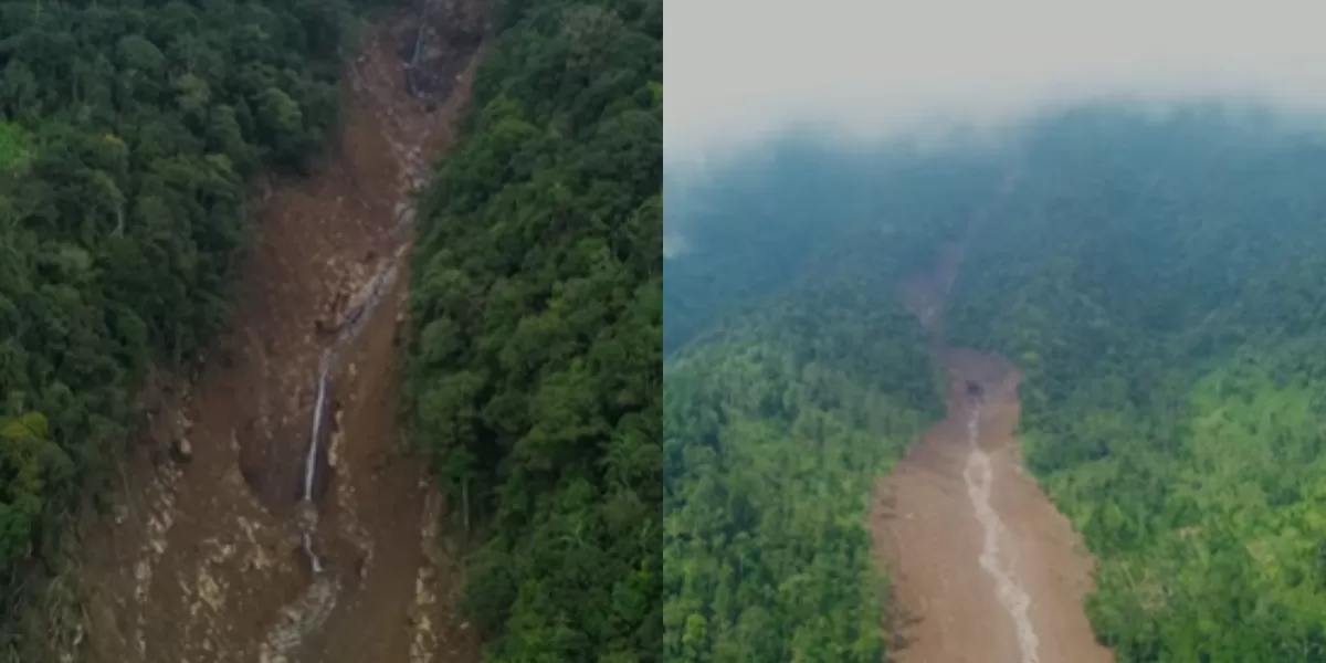 Menyoroti rekaman viral penampakan dampak bencana longsor di Cisarua, Bandung Barat dari atas perbukitan. (Instagram.com/@elanzaelaniii)