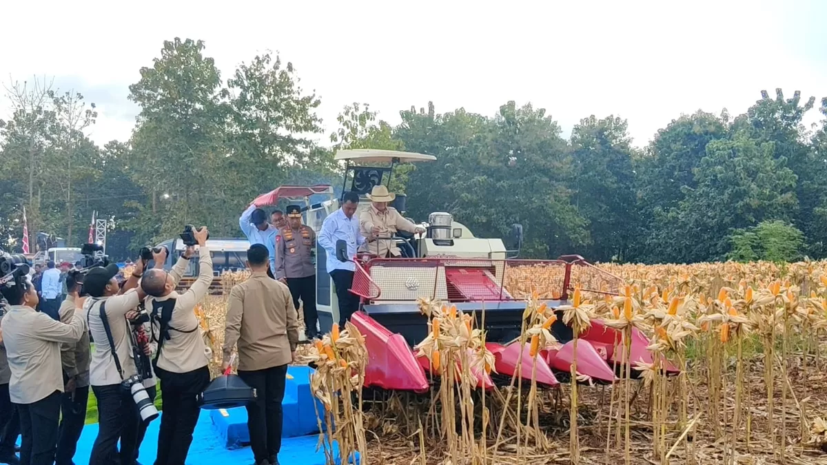 Presiden Prabowo Subianto saat mengenang perjuangan pahlawan kemerdekaan yang dibiayai oleh para petani tanpa APBN. Acara digelar di Tuban, Sabtu (16/5/2026).