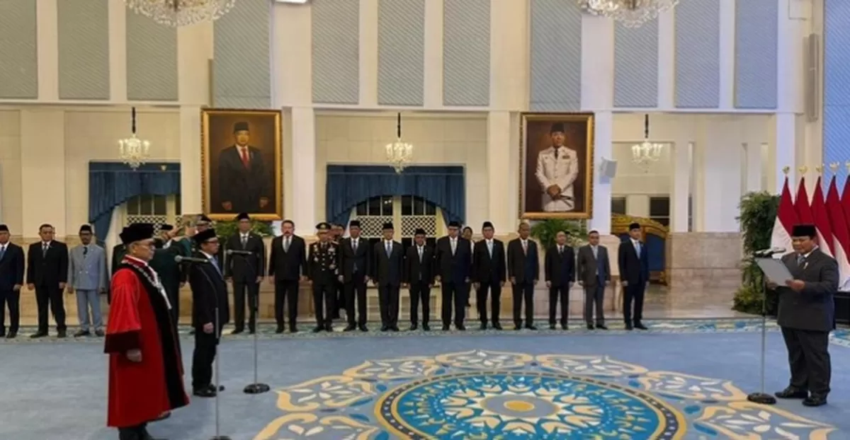 Presiden Prabowo Subianto melantik Juda Agung sebagai Wakil Menteri Keuangan di Istana Negara, Jakarta Pusat, Kamis (5/2/2026).