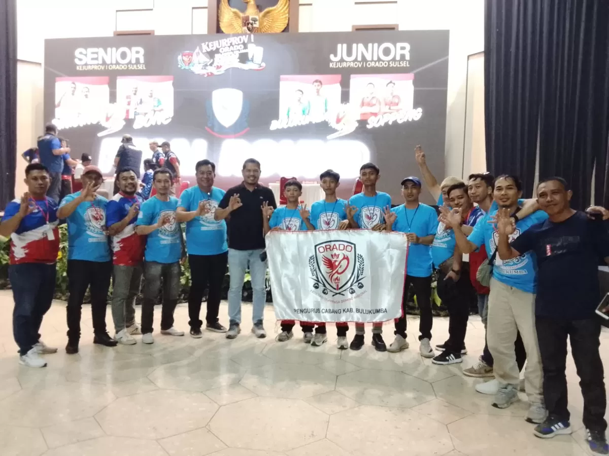 Tim atlet junior Orado Bulukumba merayakan kemenangan usai menjuarai Kejurprov Orado Sulsel 2026 dan memastikan tiket ke Kejurnas Bogor.