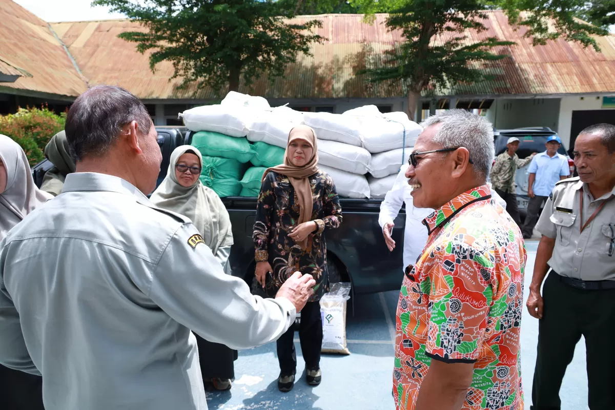 Pj Swasembada Pangan Kementerian Pertanian menyerahkan bantuan benih padi unggul kepada Pemkab Bulukumba untuk menghadapi musim kemarau dan meningkatkan produksi pertanian.