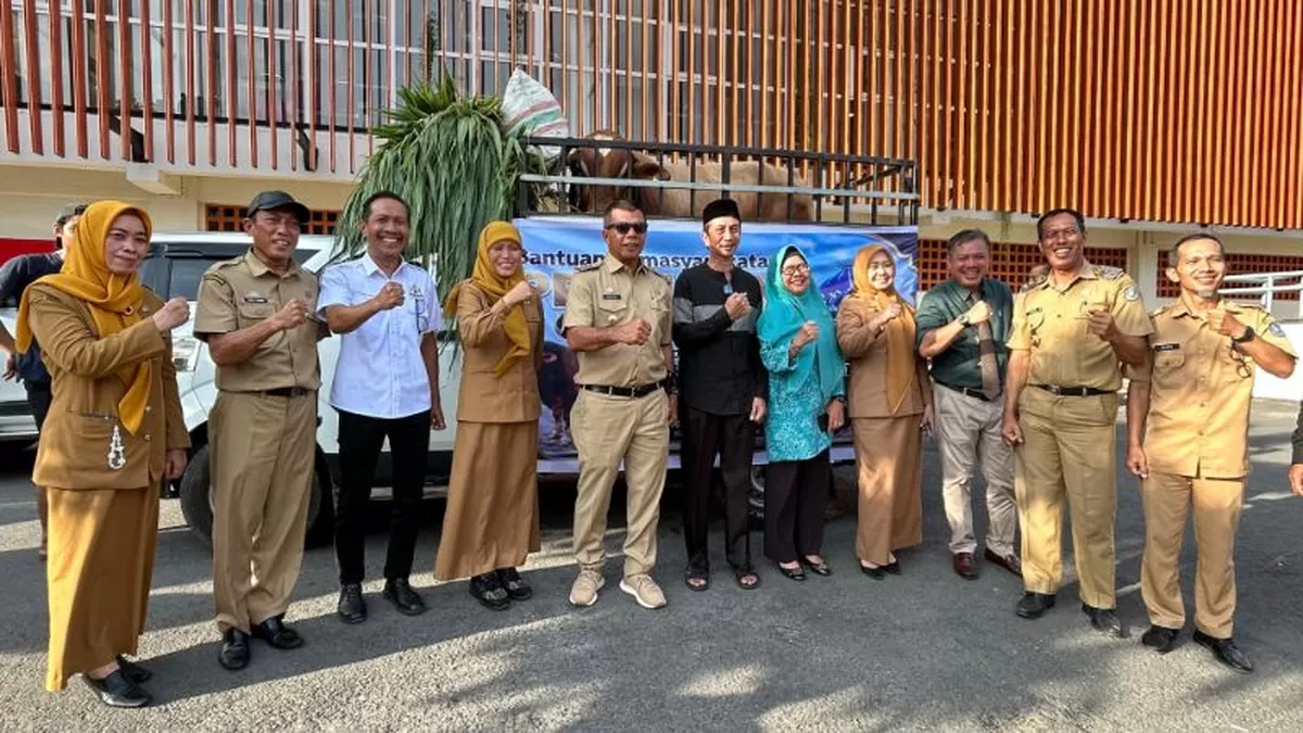 Wakil Ketua DPRD Bulukumba, Syahruni Haris, mendampingi Bupati Bulukumba, Andi Muchtar Ali Yusuf, dalam prosesi penyerahan sapi kurban bantuan Presiden RI, Prabowo Subianto, di Bulukumba.