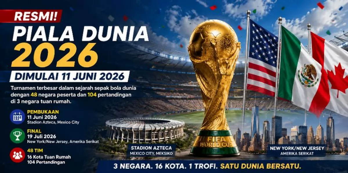 Piala Dunia FIFA 2026 akan resmi dimulai pada 11 Juni 2026 di Mexico City, Meksiko.