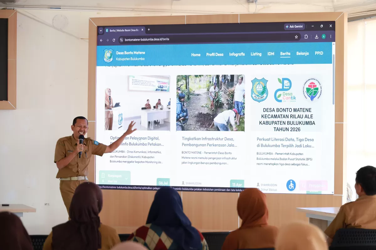  Pemerintah Kabupaten Bulukumba melalui DPMD dan Diskominfo menggelar pemetaan kebutuhan pembinaan serta evaluasi 109 website desa guna memperkuat transparansi dan pelayanan publik berbasis digital. 