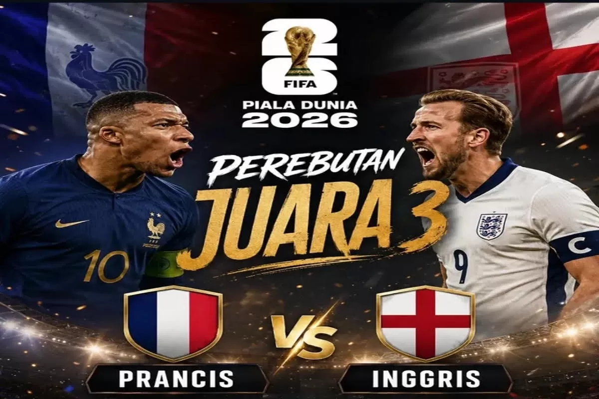 Siaran langsung pertandingan Prancis vs Inggris di perebutan peringkat ketiga Piala Dunia 2026. (Instagram/@event_olahraga_solo)
