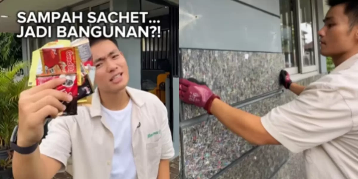 Jerhemy Owen manfaatkan papan dari daur ulang sampah sachet untuk membangun pabrik mini miliknya (Kolase tangkap layar Instagram @jerhemyowen)