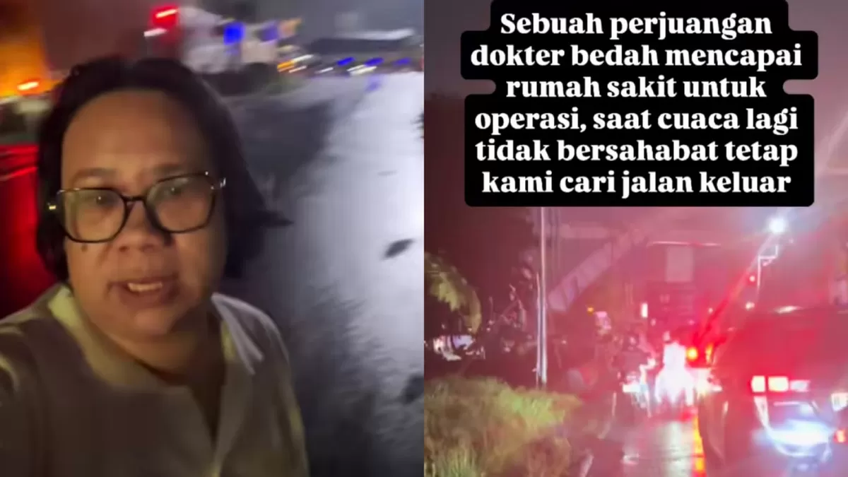 Cerita dokter bedah saat menembus kemacetan jalan karena banjir. (Instagram/elengkong08)