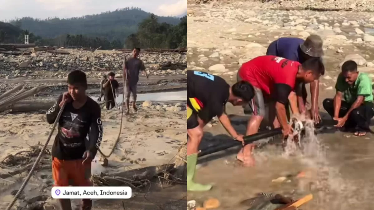 Warga Kampung Jamat, Aceh Tengah mengalami krisis air bersih dua bulan pascabanjir. (Instagram/serta_lia_gali)