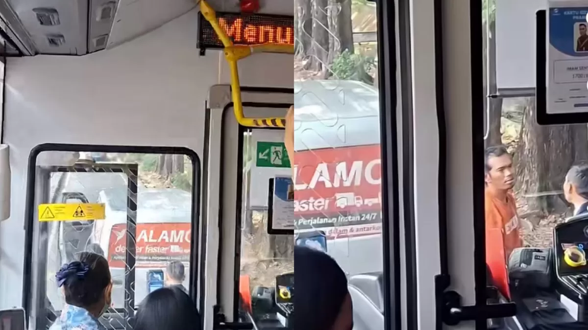 Viral mobil Lalamove masuk ke jalur Transjakarta hingga senggolan. (TikTok/bimmmmmaaaa)