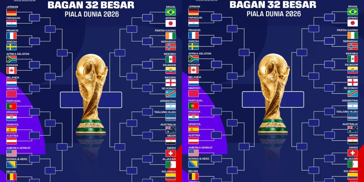 Bagan pertandingan babak 32 besar Piala Dunia 2026.  (Intagram.com/@tvrisports)