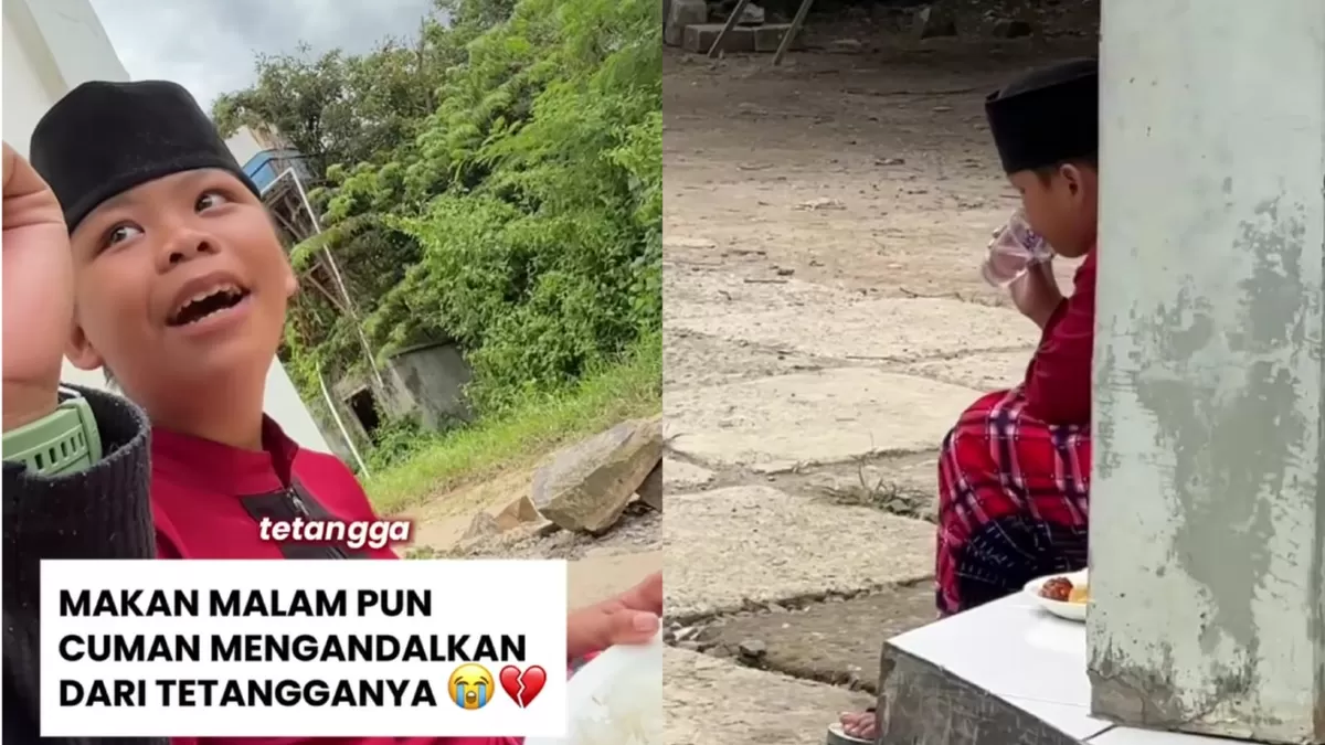 Seorang anak di Bandung yang selalu membawa pulang makanan dari masjid untuk neneknya. ((Instagram/masjidpemudaalhamra))