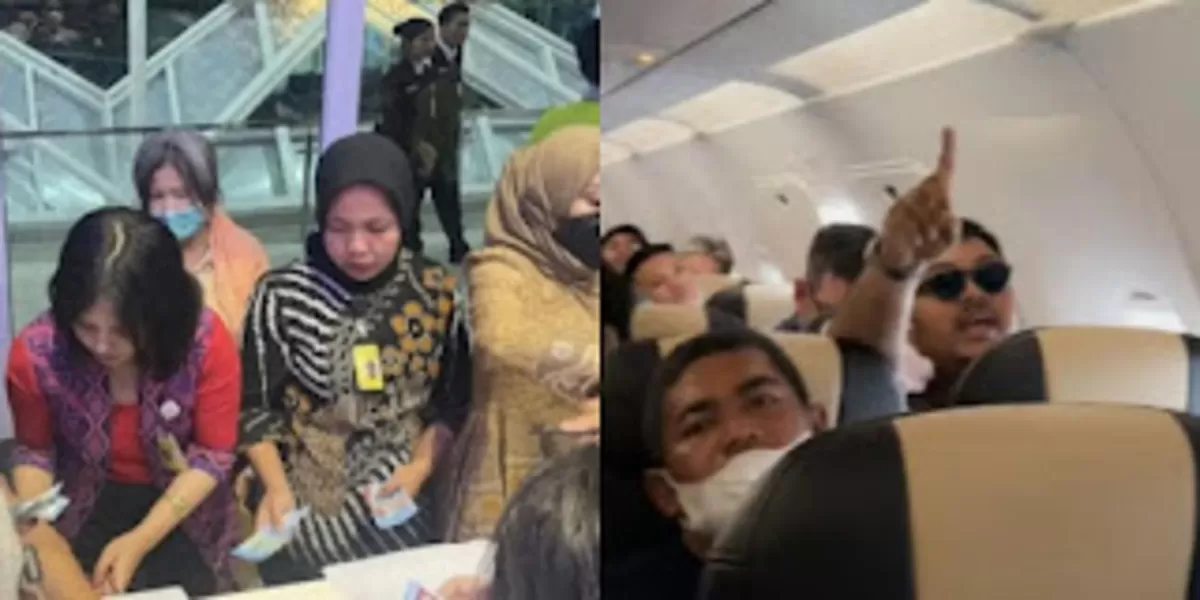Menyoroti insiden viral pesawat Super Air Jet tujuan Denpasar yang sempat alami delay selama 5 jam hingga akhirnya penumpang diberi kompensasi. (Instagram.com/@undercover.id)