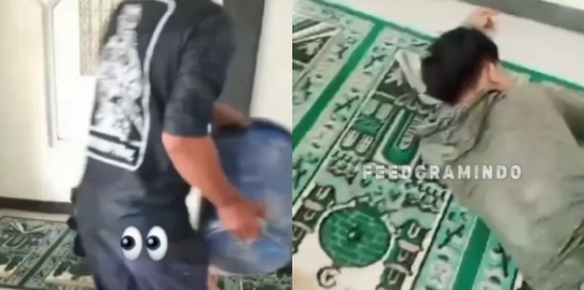 Menyoroti insiden viral 2 remaja di Kebumen, Jawa Tengah yang diduga berperilaku tidak pantas di dalam mushola hingga akhirnya disiram warga. (Instagram.com/@feedgramindo)