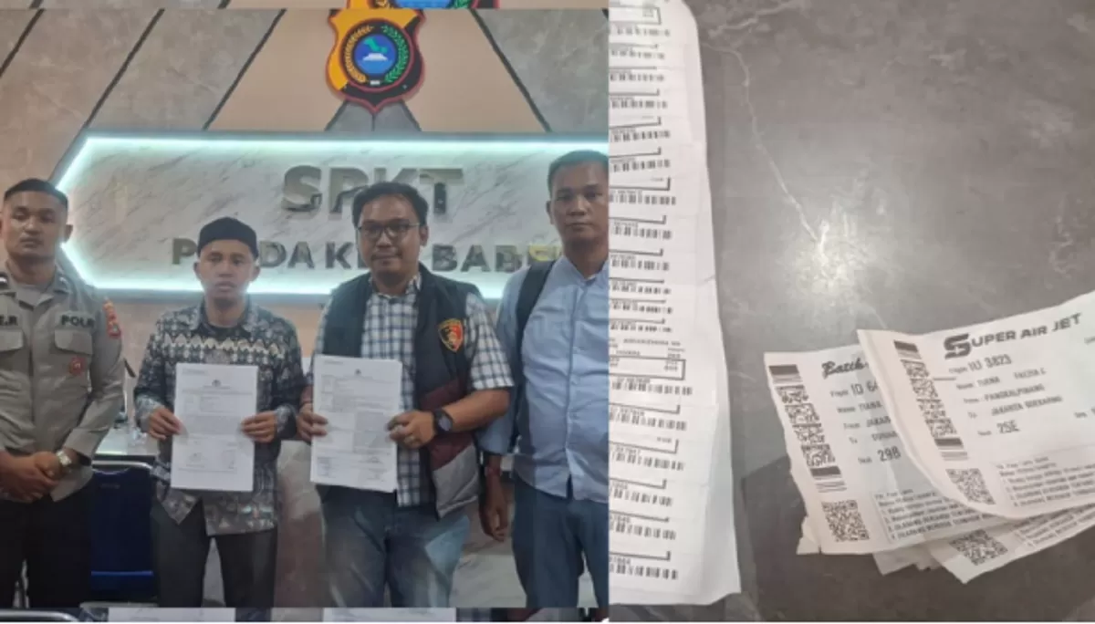 Super Air Jet buka suara terkait isu viral usai disebut tinggalkan 29 penumpang yang menuju Jakarta dari Pangkalpinang. (Instagram/humaspoldakep.babel)