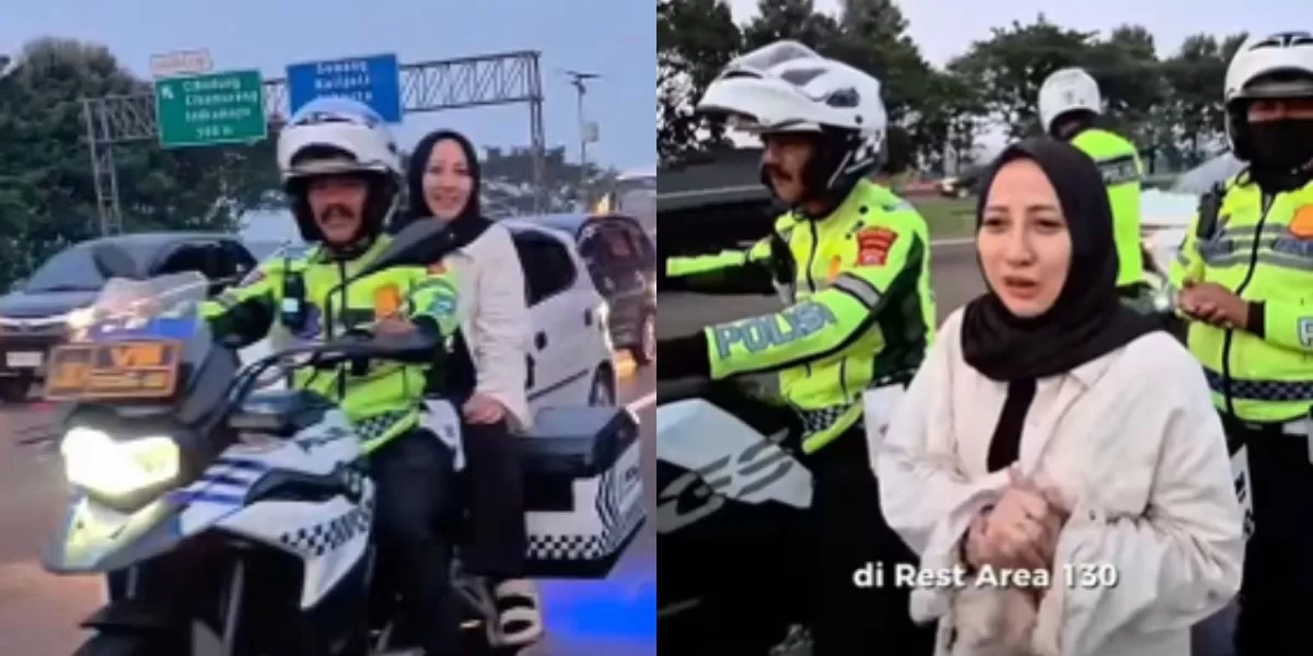 seorang istri di Indramayu yang dilaporkan tertinggal mobil keluarganya saat melakukan perjalanan mudik Lebaran 2026. (Instagram.com/@satlantaspolresindramayu)