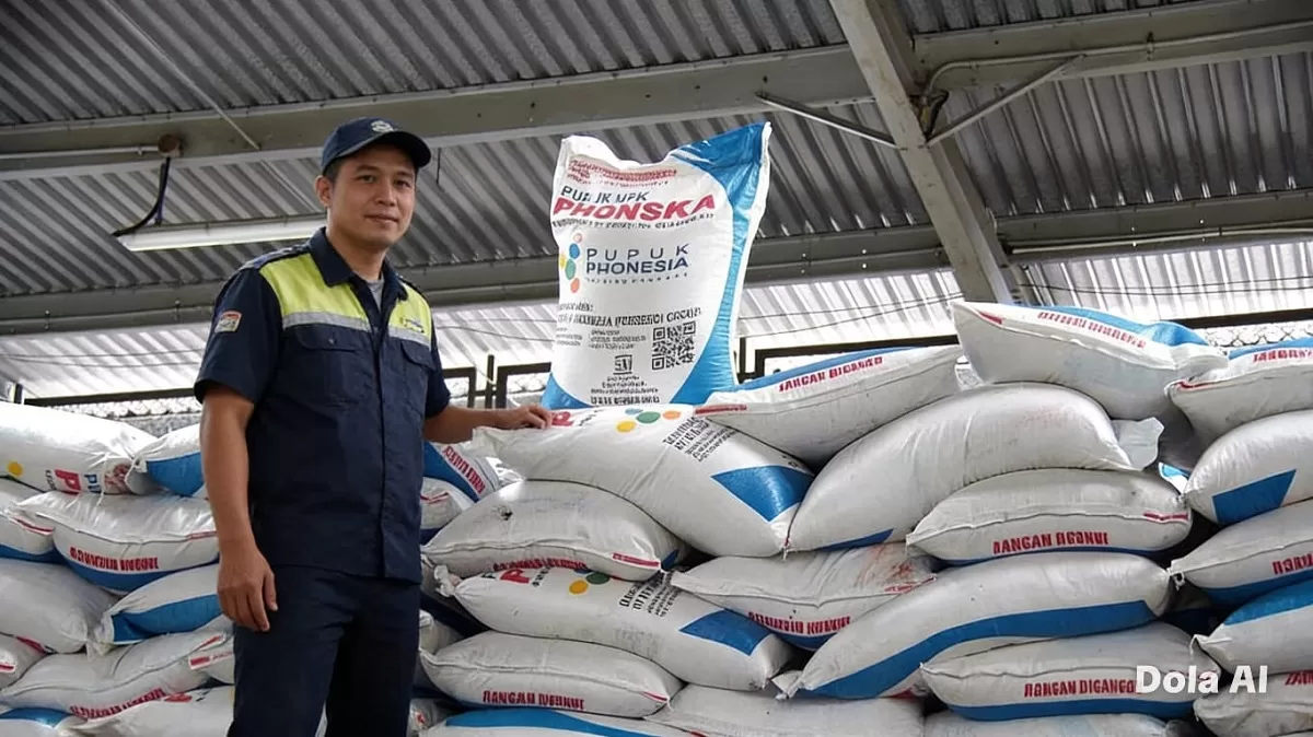 Distribusi pupuk subsidi dipercepat hingga desa guna memastikan kebutuhan petani terpenuhi tepat waktu musim tanam. (Dok. Kreasi Dola AI)