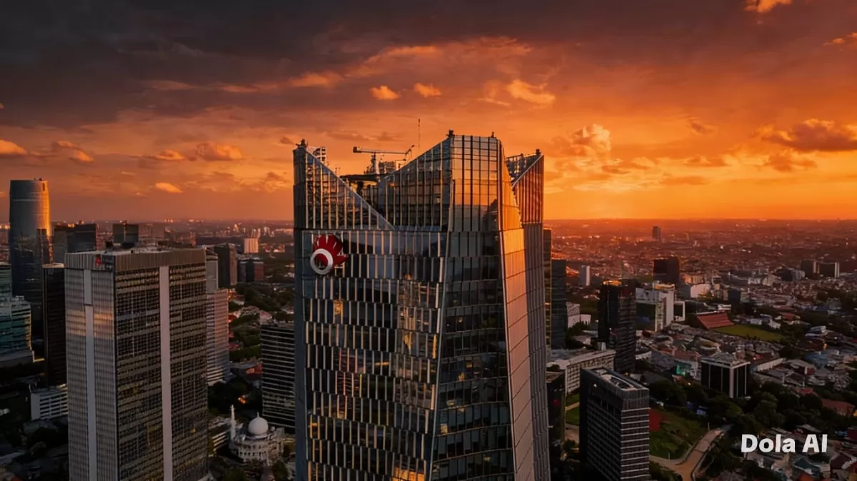 Bursa Efek Indonesia memperketat pengawasan terhadap saham TLKM setelah dugaan fraud laporan keuangan Rp5 triliun mencuat dan menarik perhatian regulator global. Gedung Telkom. (Dok. Kreasi Dola AI)