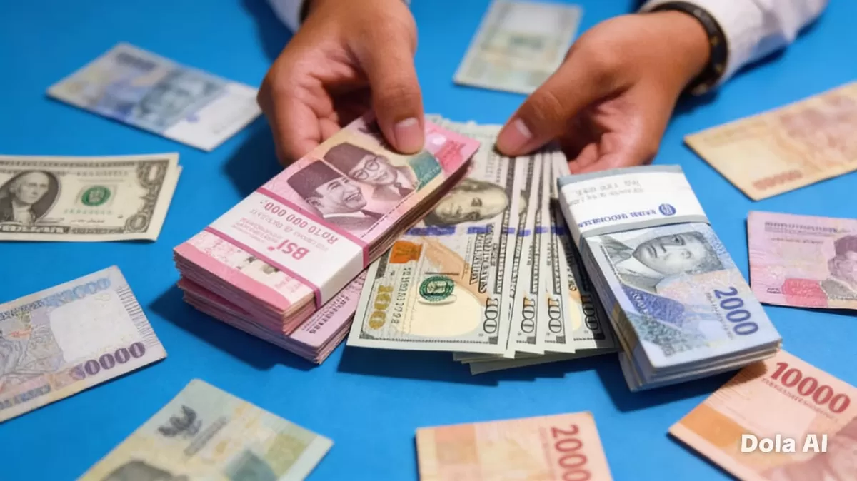 Akademisi FEB UGM menjelaskan faktor global dan domestik yang memicu tekanan rupiah serta ancamannya terhadap daya beli masyarakat. (Dok. Kreasi Dola AI) (Dok. Kreasi Dola AI)