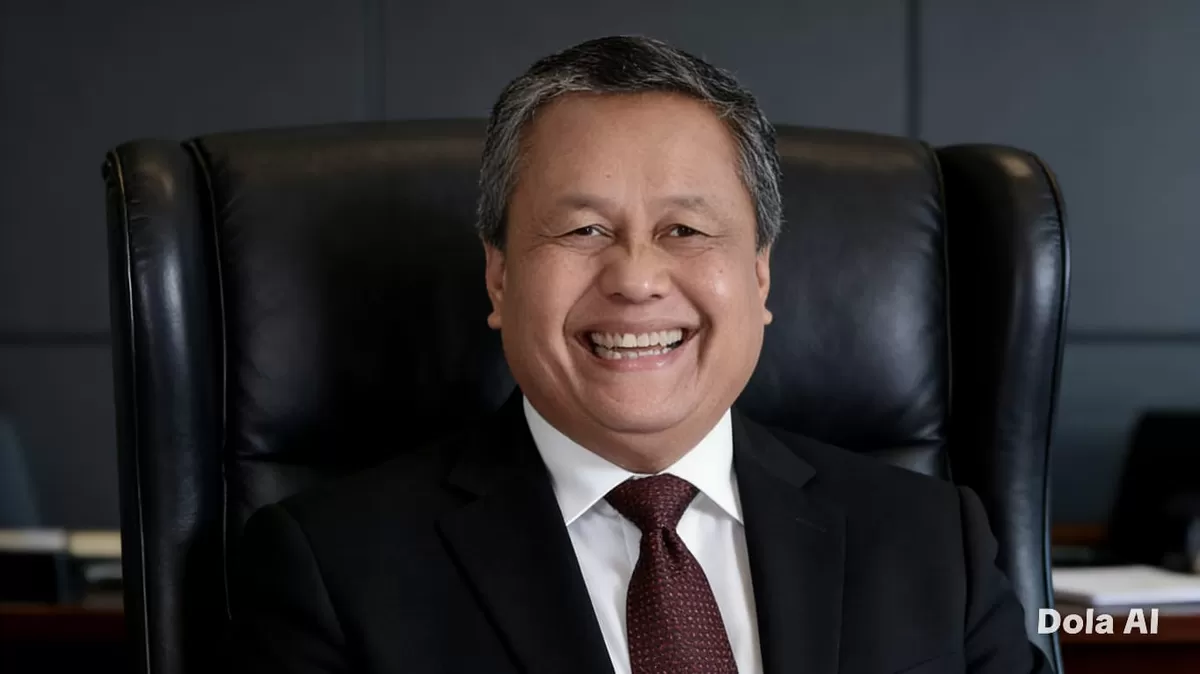 Gubernur BI Perry Warjiyo menjelaskan strategi baru menjaga stabilitas rupiah melalui pembatasan pembelian Dolar AS dan intervensi pasar valas. (Dok. Bisins24jam.com /Kreasi Dola AI)