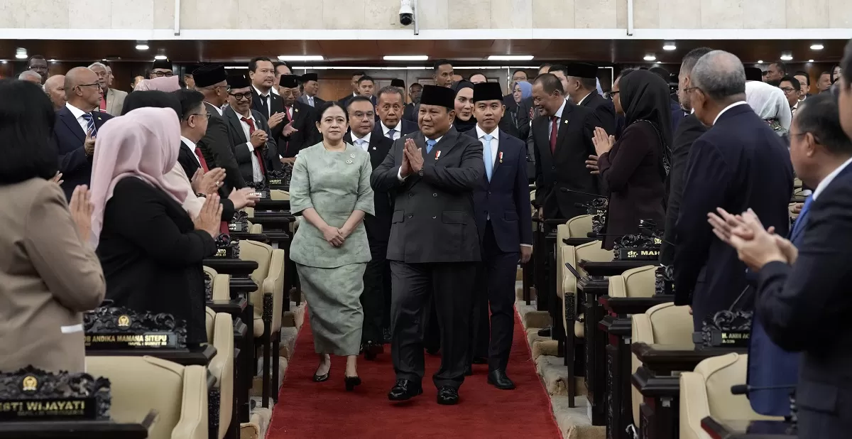 Presiden Prabowo menyampaikan target kurs rupiah 2027 dalam Rapat Paripurna DPR RI sebagai bagian strategi menjaga stabilitas ekonomi nasional. (Dok. Bakom Ri)