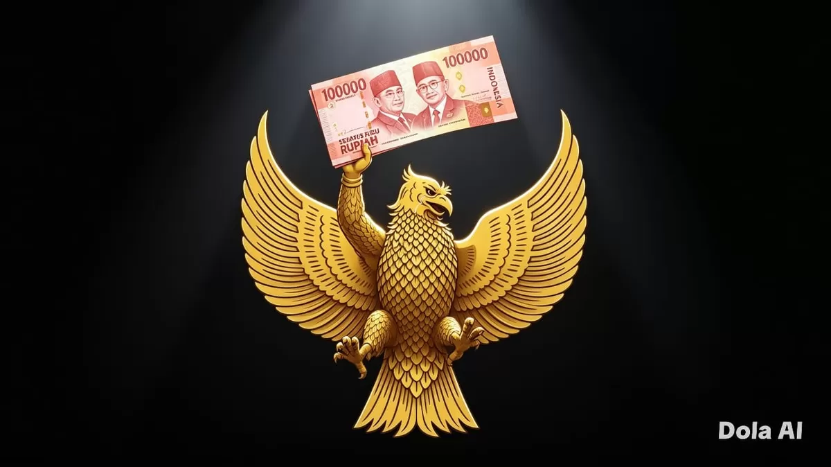 Pergerakan rupiah yang melemah menjadi perhatian investor, sementara pemerintah menilai ekonomi Indonesia masih berada dalam kondisi kuat. (Dok. Kreasi Dola AI)