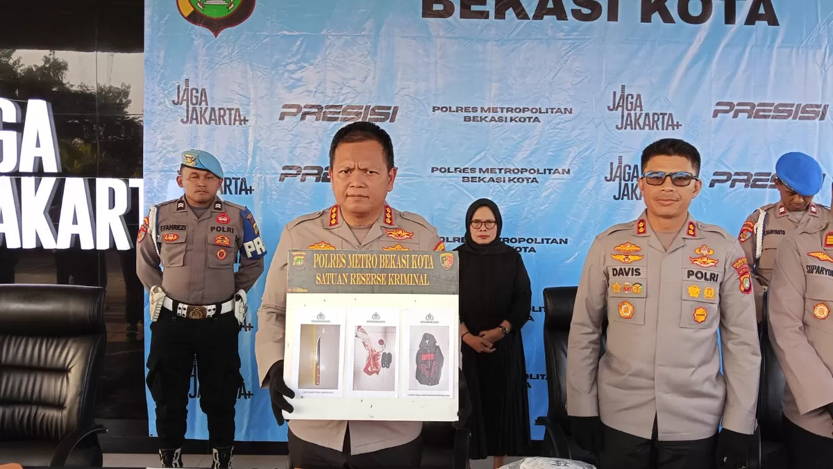 Kapolres Metro Bekasi Kota Kombes Pol Kusumo Wahyu Bintoro saat press rilis.  (Mame/Metropolitan)