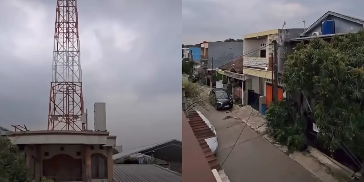 Sebuah tower yang berada di kawasan padat penduduk membuat warga Bekasi Utara Waswas. (instagram/infocikarang.id)