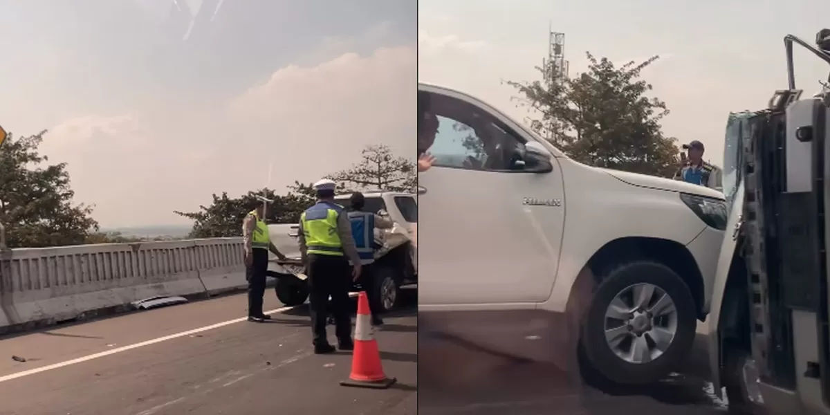 Satu mobil terguling dalam kecelakaan beruntun yang terjadi di Tol Layang MBZ wilayah Bekasi, Selasa (18/5/2026). (instagram/nchan.s)