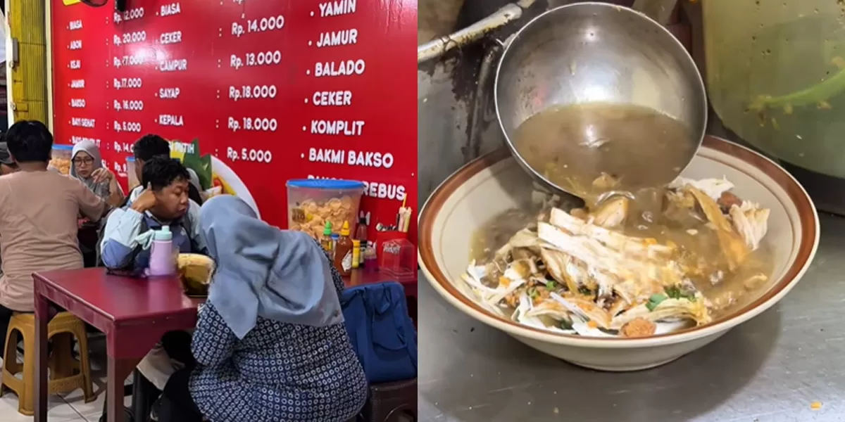  Bubur Ayam Spesial Mas Ari di Bekasi selalu ramai pengunjung. Kini di warungnya ada menu soto ayam dengan topping koya melimpah yang bikin ngiler. ( instagram/infobekasiutara.id )