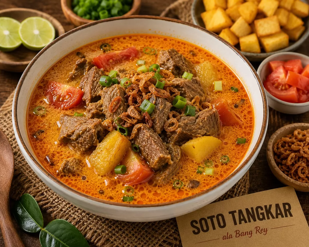 Kuah gurih, rempah melimpah, daging empuk. Soto Tangkar yang bikin susah berhenti makan! 