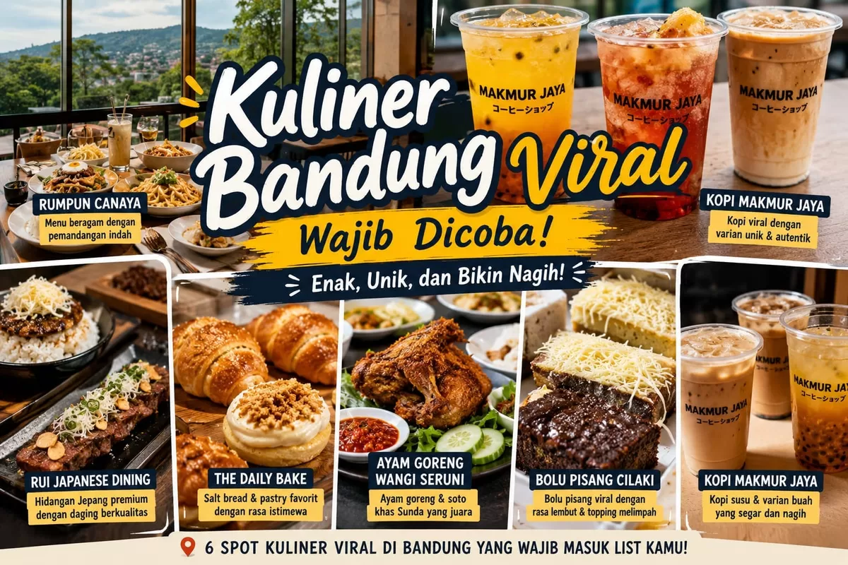 Bandung kembali membuktikan diri sebagai surganya wisata kuliner. Dari bakery viral, kopi legendaris, hingga ayam goreng dan bolu pisang yang selalu ramai pembeli, setiap tempat menawarkan cita rasa yang layak untuk dicoba saat berkunjung ke Kota Kembang.