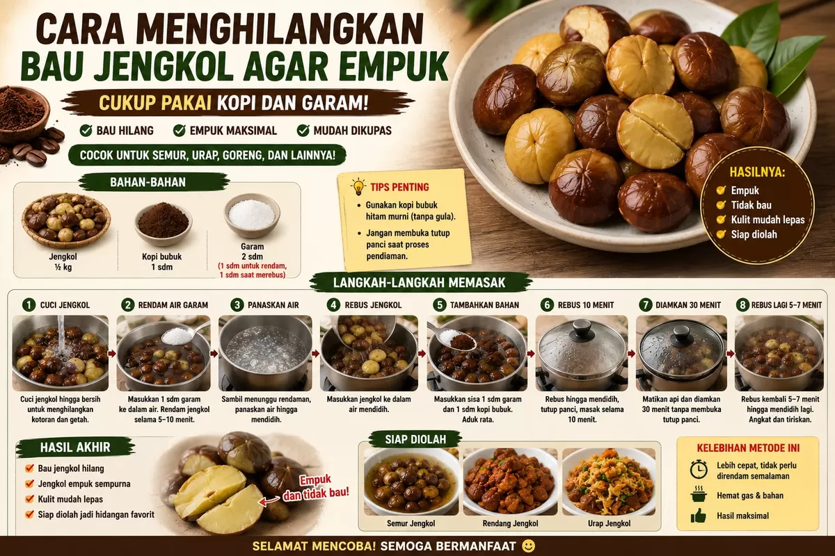 Hilangkan bau jengkol dengan kopi dan garam, hasilnya empuk dan siap diolah! 